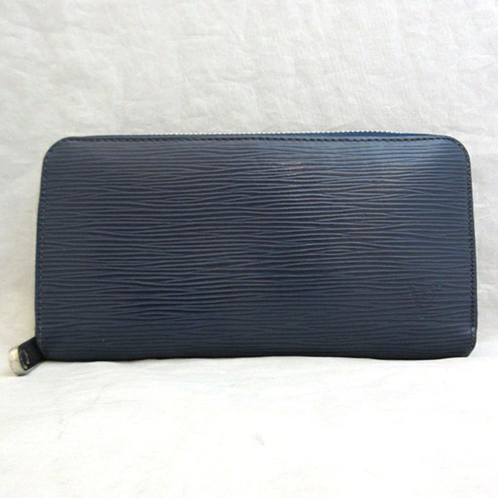 Louis Vuitton Zippy Wallet Round Zipper Epi Leather Navy Blue